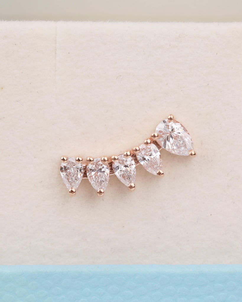 Pear Cut Moissanite Cluster Earrings Women, 14k Solid Gold Earrings, Wedding Jewelry image #13