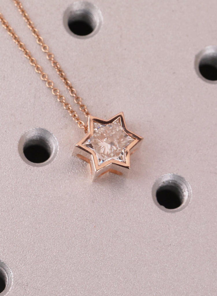 Jewish Star Necklace | VS1 Lab Diamond | 14k/18k Gold Diamond Star of David Necklace | Gold Jewelry Religious Pendant | Magen David Necklace image #3