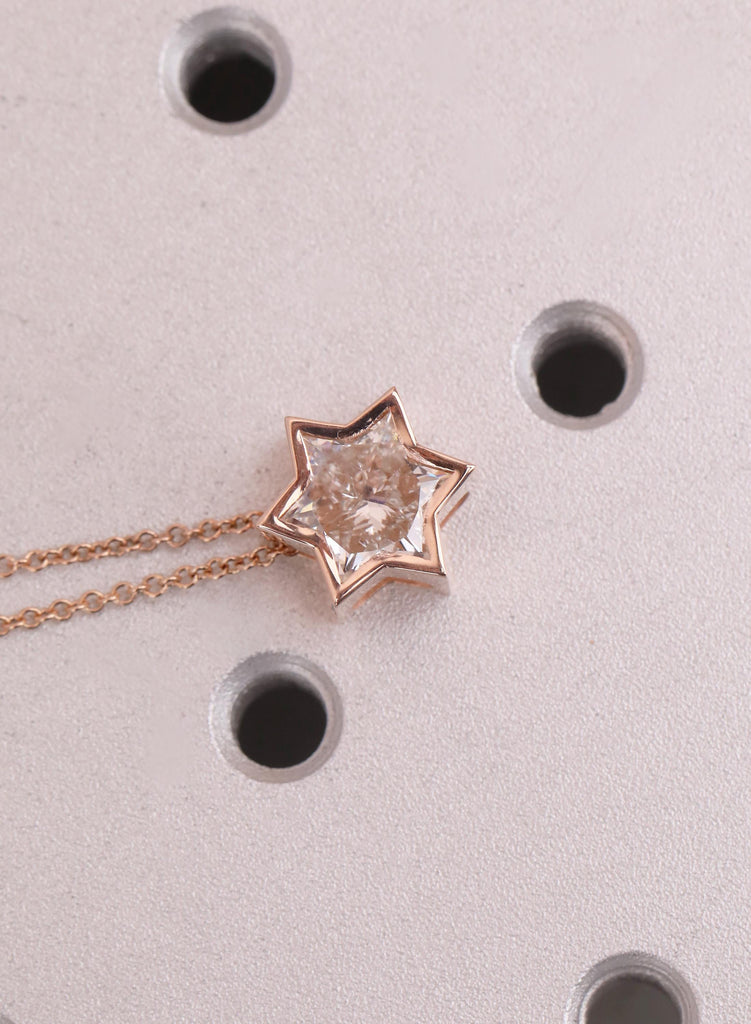 Jewish Star Necklace | VS1 Lab Diamond | 14k/18k Gold Diamond Star of David Necklace | Gold Jewelry Religious Pendant | Magen David Necklace image #6