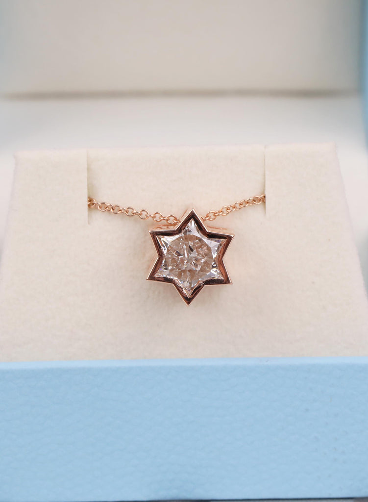 Jewish Star Necklace | VS1 Lab Diamond | 14k/18k Gold Diamond Star of David Necklace | Gold Jewelry Religious Pendant | Magen David Necklace