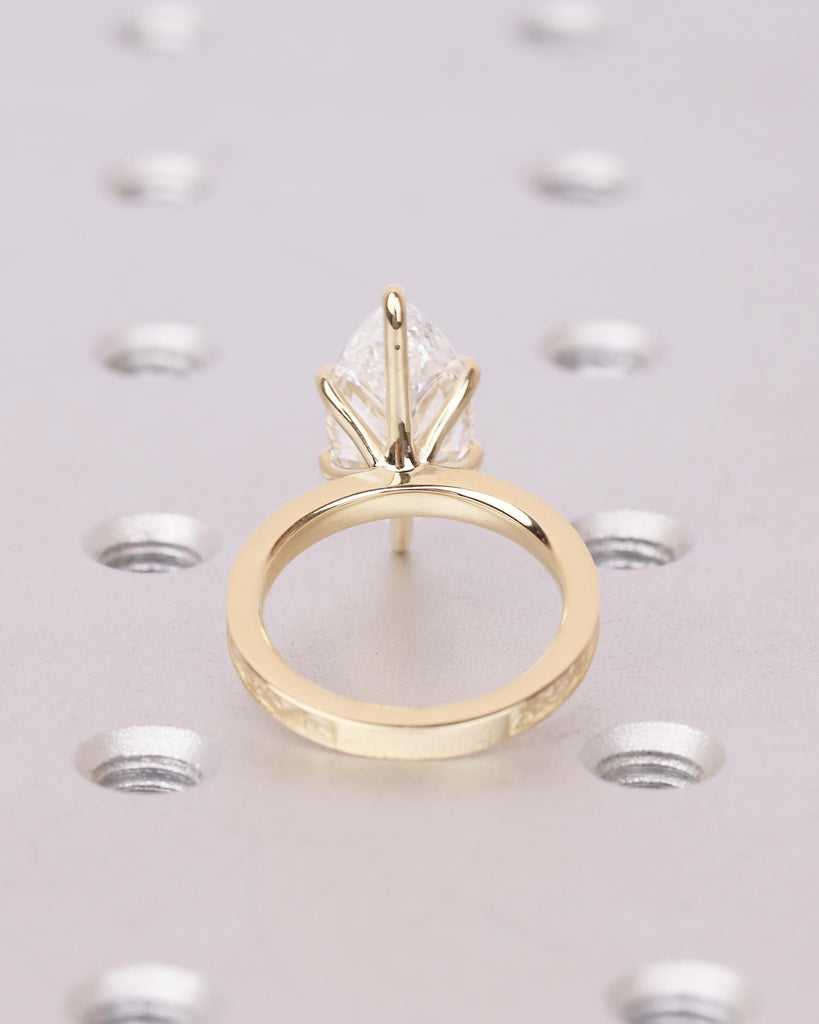 Lab Created Diamond Marquise Ring, Filigree 14k Yellow Gold Statement Ring, Vintage IGI Certified Wedding Rings for Women, Bridal Jewelry image #6
