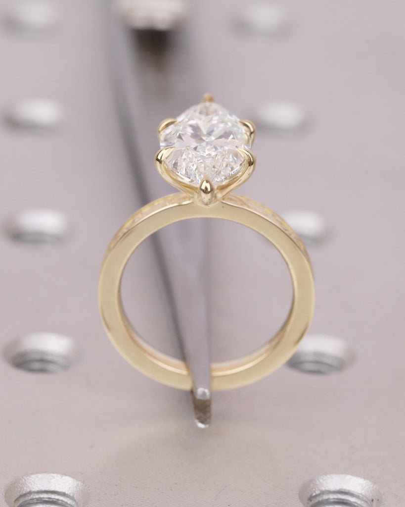 Lab Created Diamond Marquise Ring, Filigree 14k Yellow Gold Statement Ring, Vintage IGI Certified Wedding Rings for Women, Bridal Jewelry image #7