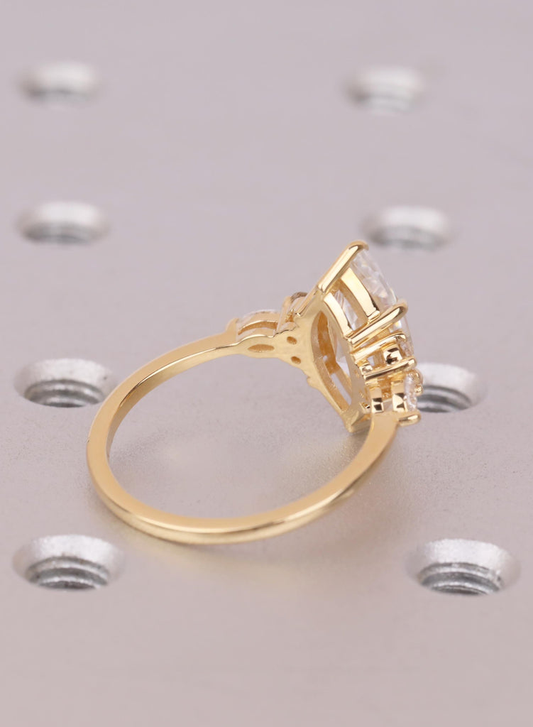 Marquise Lab Diamond Engagement Ring, Cluster Diamond Ring, 18K Gold Pear Accent Ring, Eco Friendly Promise Ring, Gift for Her image #5
