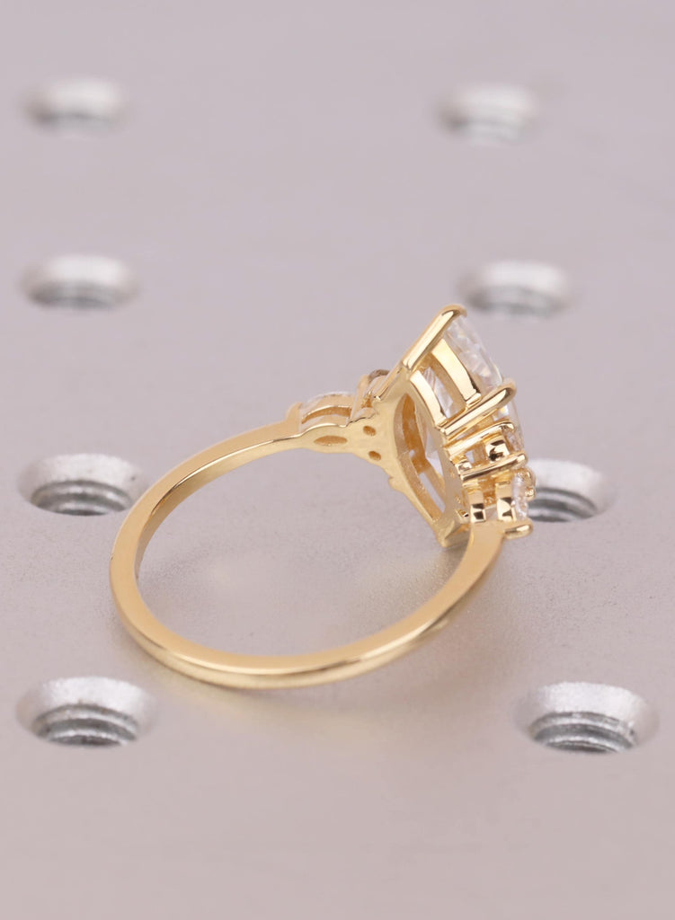 IGI Certified Marquise Lab Diamond Ring, 18K Gold Cluster Engagement Ring, Pear Accent Ring, Anniversary Gift, Promise Ring image #4
