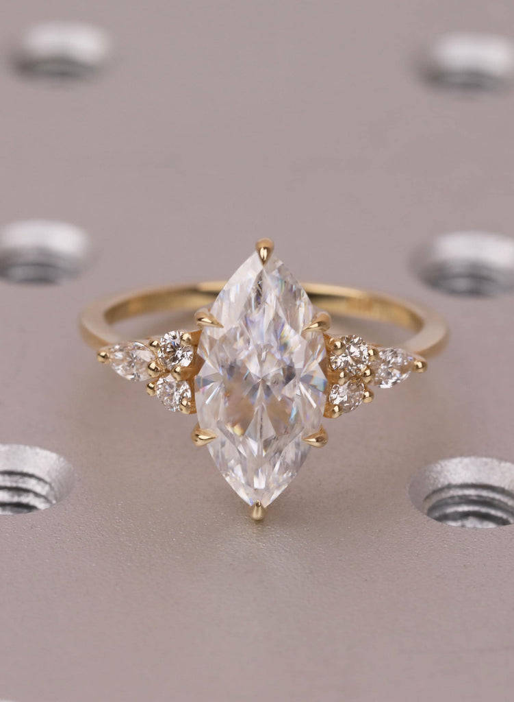 IGI Certified Marquise Lab Diamond Ring, 18K Gold Cluster Engagement Ring, Pear Accent Ring, Anniversary Gift, Promise Ring image #13