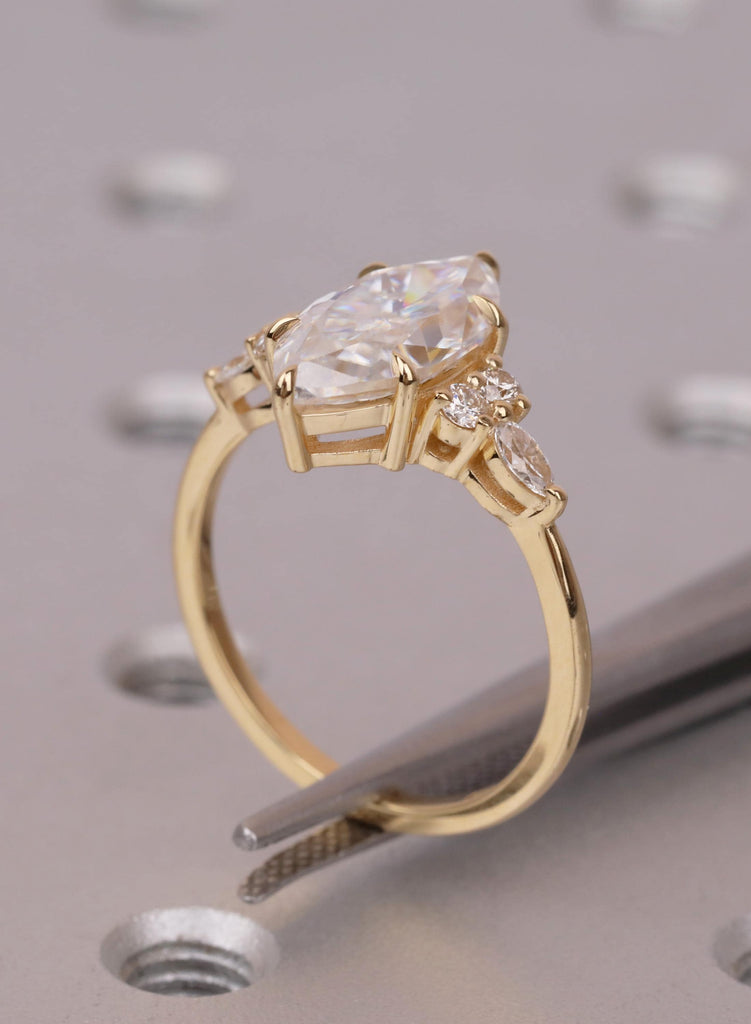 IGI Certified Marquise Lab Diamond Ring, 18K Gold Cluster Engagement Ring, Pear Accent Ring, Anniversary Gift, Promise Ring image #9