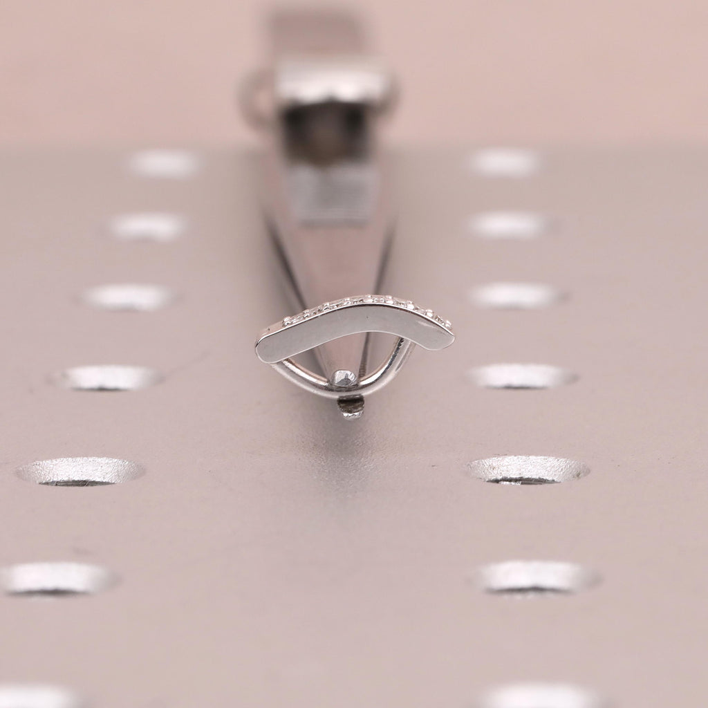 Moissanite Body Piercing Jewelry | 14k White Gold Diamond Belly Ring Gift for Girlfriend | Minimalist Curved Navel Ring image #10