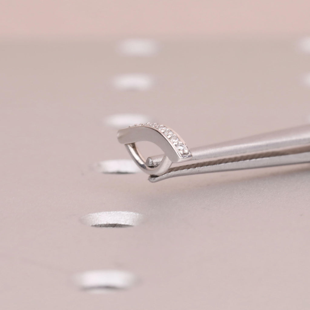 14k/18k Solid Gold Natural Diamond Navel Ring | Belly Button Lab Grown Diamond Piercing | Curved Belly Ring |  Diamond Clicker, Body Jewelry image #3