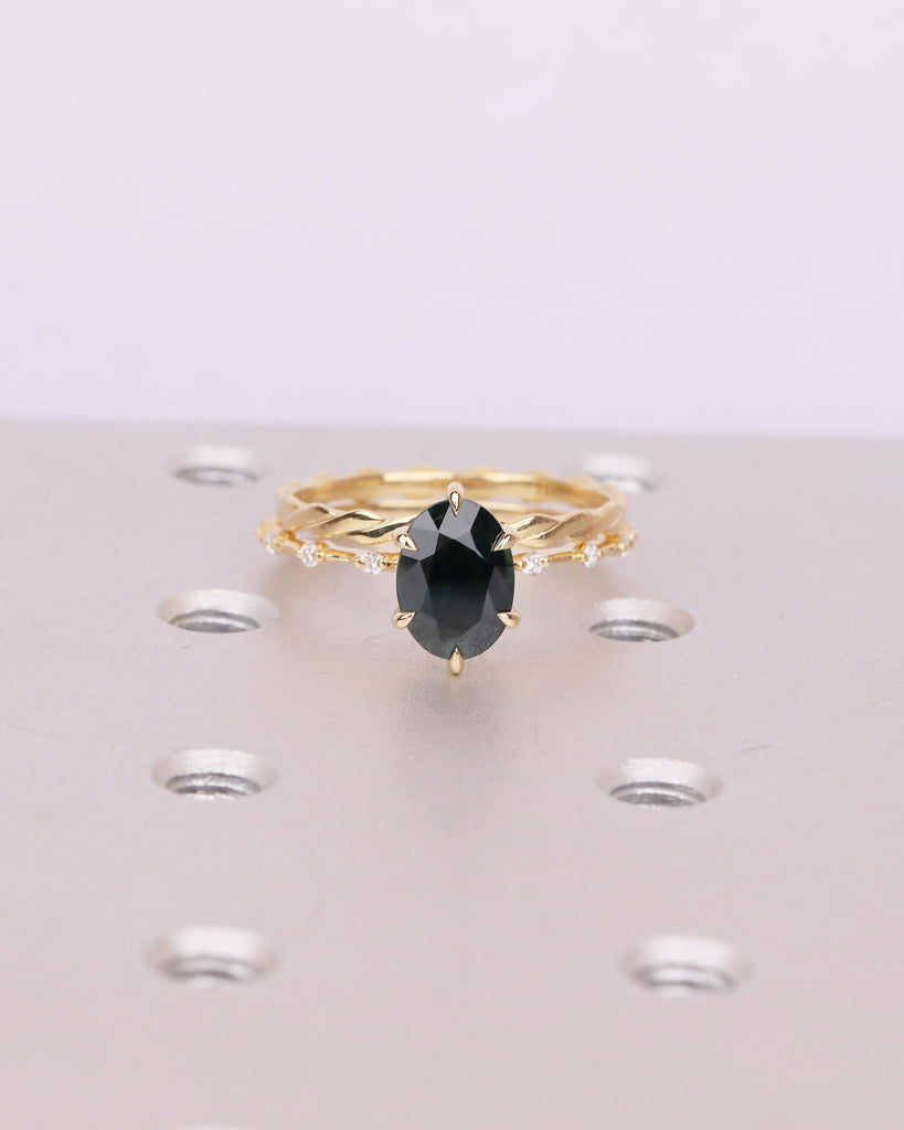 Art Deco Teal Sapphire Ring