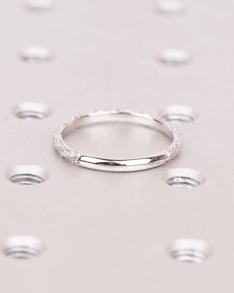 14K Solid Gold Infinity Twisted Diamond Wedding Band, Art Deco Wedding Band, Lab Diamond Stacking Ring, 3/4 Eternity Moissanite Wedding Band image #5