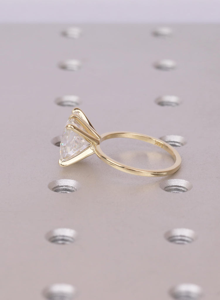 Princess Cut Moissanite Solitaire Engagement Ring, 14K Yellow Gold Bridal Jewelry image #13