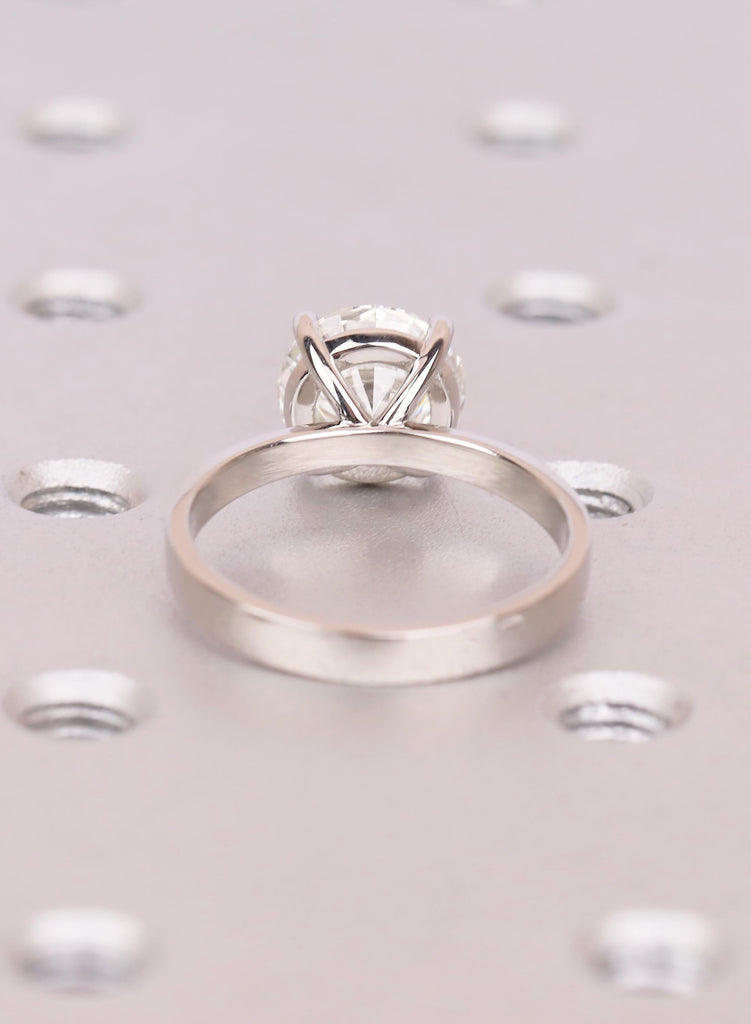 Lab Diamond Ring, Round Solitaire Engagement Ring, Platinum Band Simulated Diamond Wedding Ring, Minimalist Promise Ring For Women image #5