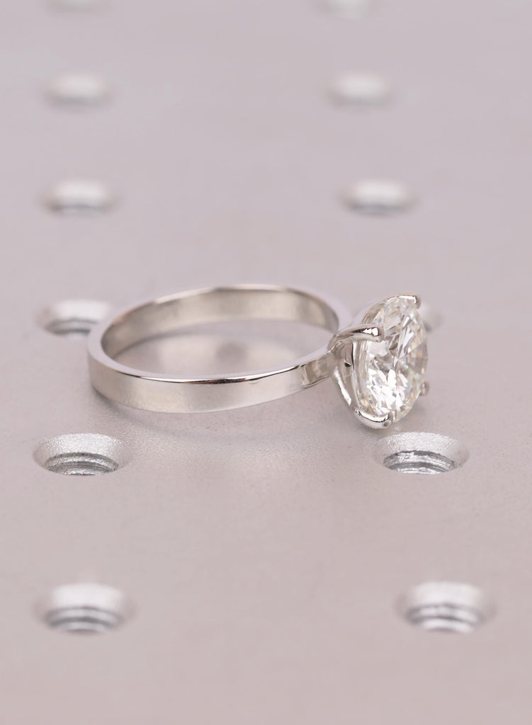 Round Cut Lab Diamond Solitaire Engagement Ring, IGI Certified, 4 Prong Platinum Setting, Minimalist Classic Design, 14K 18K Solid Gold image #6