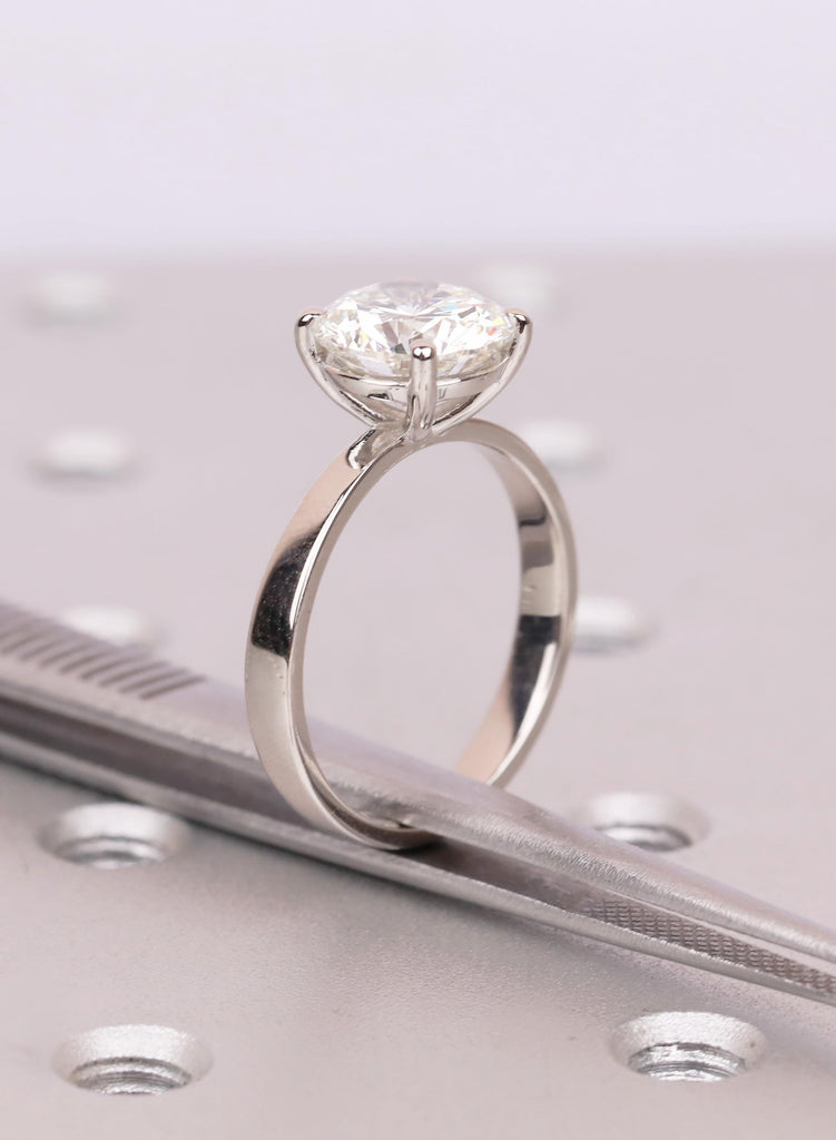 Round Cut Lab Diamond Solitaire Engagement Ring, IGI Certified, 4 Prong Platinum Setting, Minimalist Classic Design, 14K 18K Solid Gold image #2