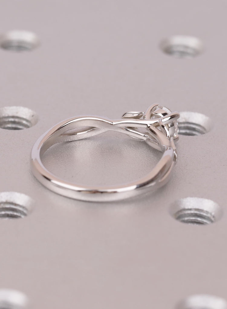 Moissanite Engagement Ring in 14K White Gold | Leaf Vine Solitaire for Her image #5