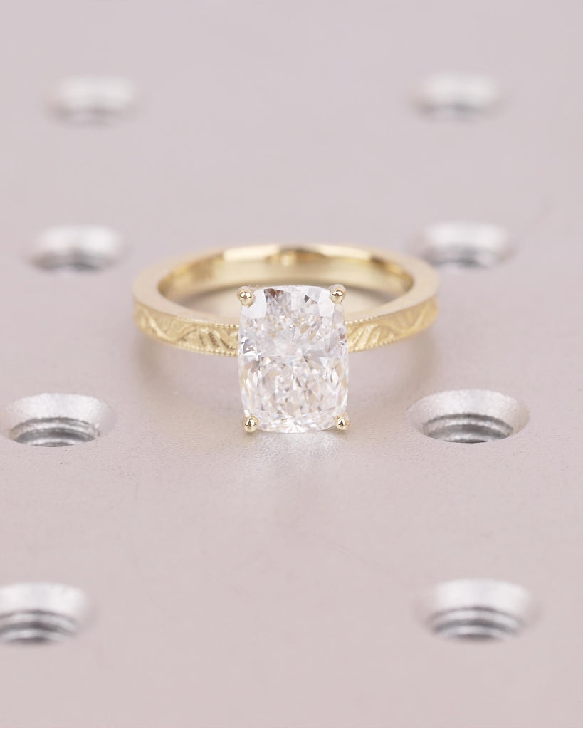 Elongated Cushion Cut Engagement Ring, IGI Certified Lab Diamond Ring, Vintage 14k Solid Gold Promise Ring, Art Deco Filigree Solitaire Ring image #17