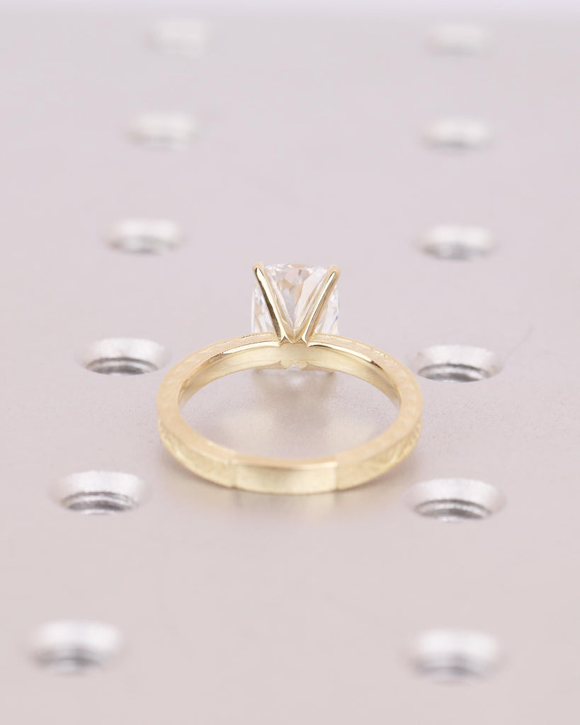 Elongated Cushion Cut Engagement Ring, IGI Certified Lab Diamond Ring, Vintage 14k Solid Gold Promise Ring, Art Deco Filigree Solitaire Ring image #6