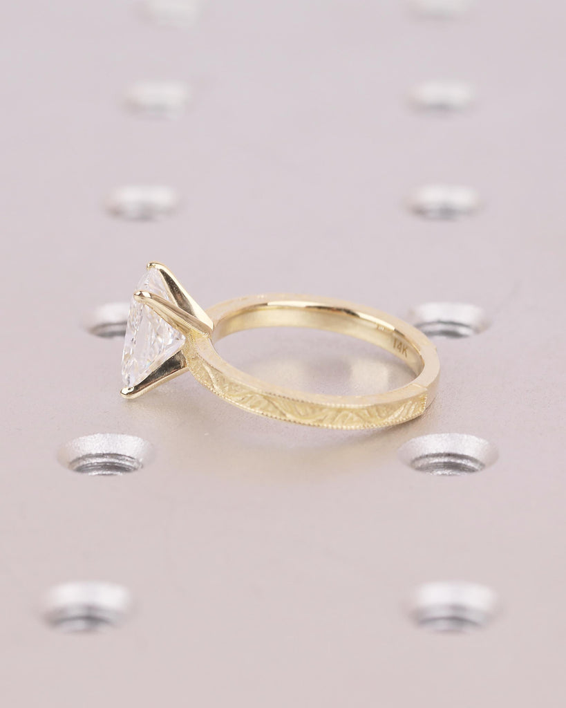 Elongated Cushion Cut Engagement Ring, IGI Certified Lab Diamond Ring, Vintage 14k Solid Gold Promise Ring, Art Deco Filigree Solitaire Ring image #13