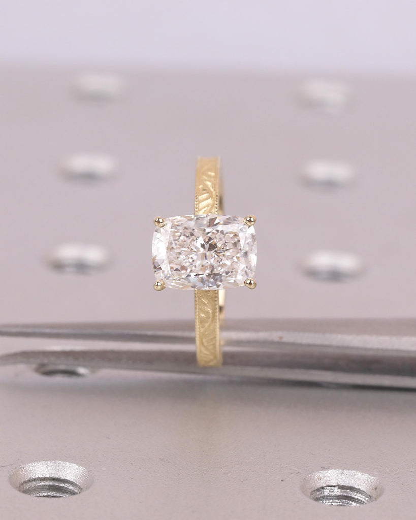Elongated Cushion Cut Engagement Ring