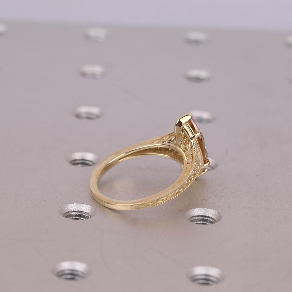 Brownish Diamond Vintage Engagement Ring | Marquise Solitaire Women Gold Rings | Lab Grown Diamond Promise Ring Anniversary Gift image #10