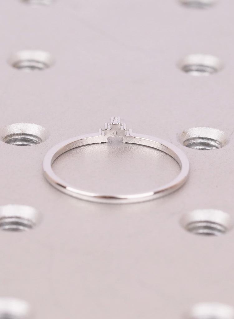 Diamond Wedding Band, Curved Chevron Stacking Ring 14K White Gold, Dainty V Shaped Matching Band, Natural Diamond Lab Diamond Moissanite image #5