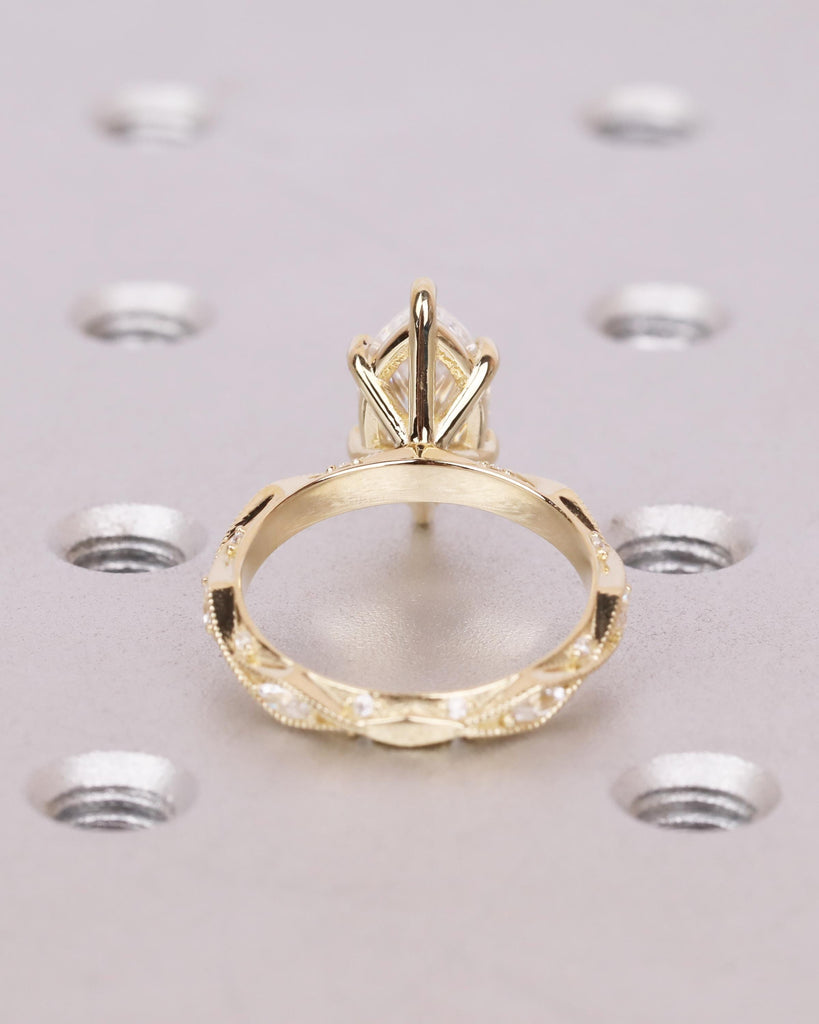 1.5CT Lab Grown Diamond Vintage Engagement Ring, IGI Certified Marquise Diamond Milgrain Wedding Ring, 14K Gold, Unique Promise Ring for Her image #10