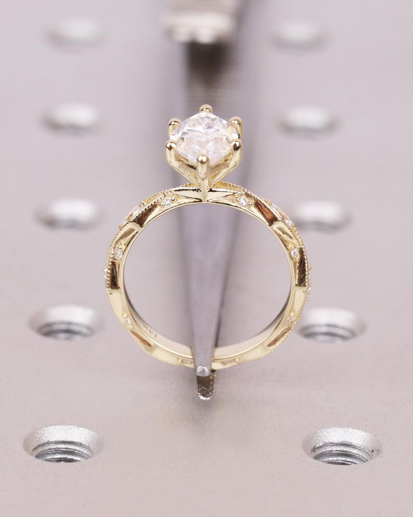 1.5CT Lab Grown Diamond Vintage Engagement Ring, IGI Certified Marquise Diamond Milgrain Wedding Ring, 14K Gold, Unique Promise Ring for Her image #9