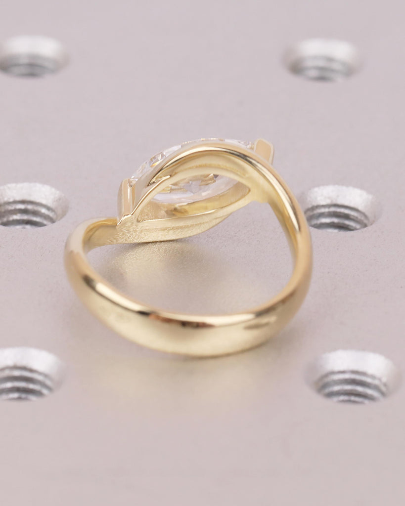 Marquise Engagement Ring, IGI Certified Lab Grown Diamond Ring, Minimalist 14k Yellow Gold Promise Rings for Women, Unique Handmade Jewelry image #6