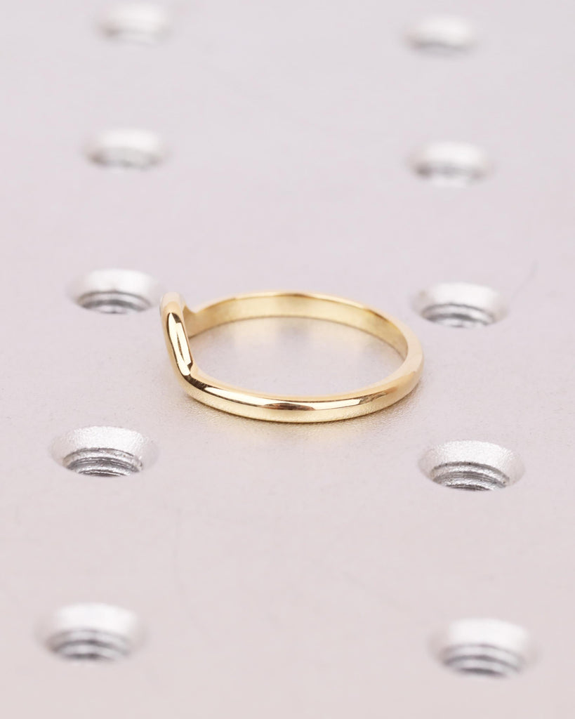 14K Solid Gold Curved Wedding Band | Minimalist Stackable Ring | U Shape Contour Ring | Simple Wedding Band | Women's Wedding Ring image #5