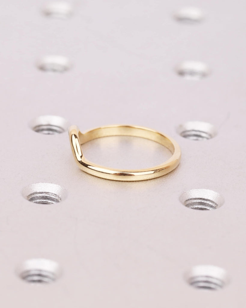 Curved Wedding Band, Minimalist Wedding Ring, Dainty Wedding Band, Stackable Ring, Platinum or Solid Gold Matching Ring, Gifts for Her image #6