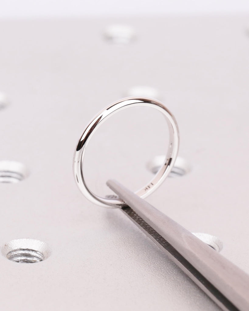14k Solid Gold Simple Wedding Band, 1.8mm Thin Stacking Rings for Women, Domed Low Knife Edge Ring, Plain Gold Ring, Minimalist Wedding Ring image #6