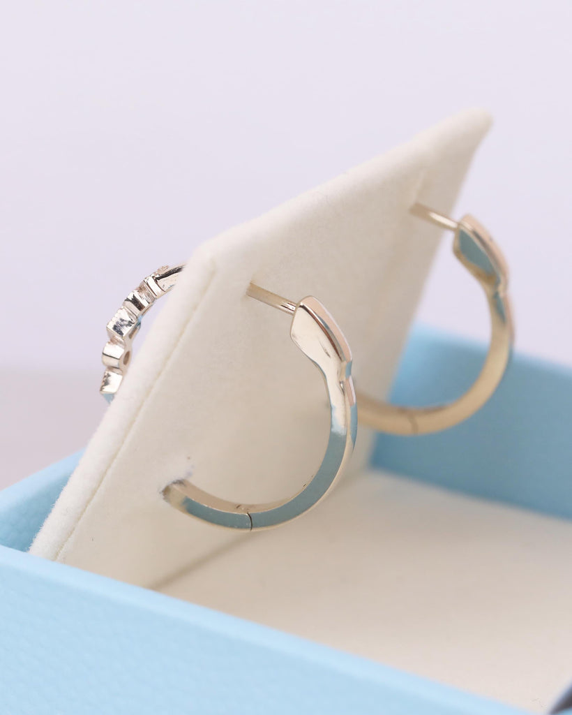 14k Gold Hoop Earrings, Dangle Aquamarine Earrings, Hypoallergenic Birthstone Earrings for Women, Dainty Everyday Earring, Bridal Jewelry image #5