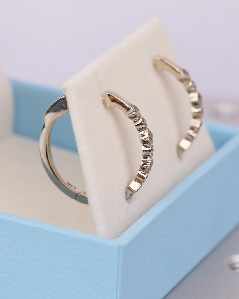 14k Gold Hoop Earrings, Dangle Aquamarine Earrings, Hypoallergenic Birthstone Earrings for Women, Dainty Everyday Earring, Bridal Jewelry image #9