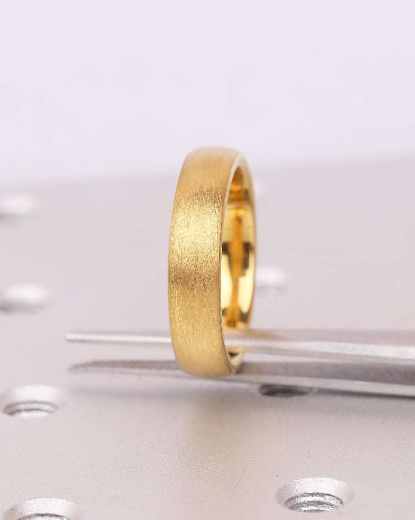 5mm Men's Tungsten Ring, Hypoallergenic Domed 14k Yellow Gold Plated Wedding Band, Comfort Fit image #9
