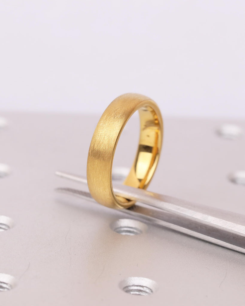 5mm Men's Tungsten Ring, Hypoallergenic Domed 14k Yellow Gold Plated Wedding Band, Comfort Fit image #13