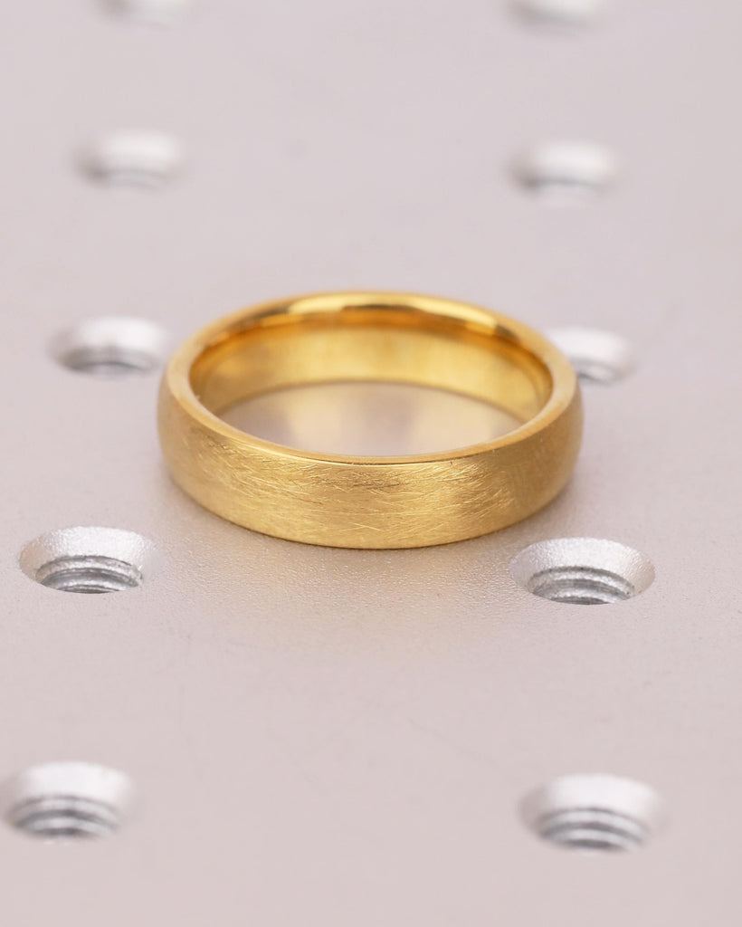5mm Men's Tungsten Ring, Hypoallergenic Domed 14k Yellow Gold Plated Wedding Band, Comfort Fit image #16