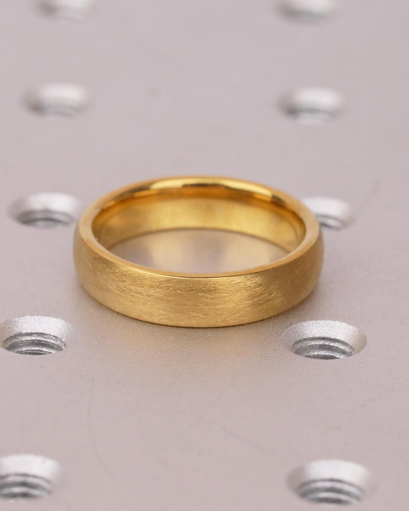 5mm Men's Tungsten Ring, Hypoallergenic Domed 14k Yellow Gold Plated Wedding Band, Comfort Fit image #12