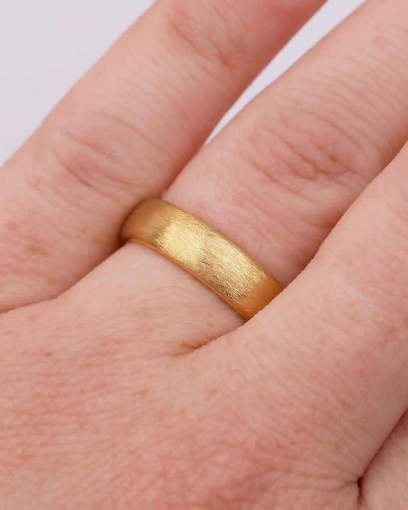 5mm Men's Tungsten Ring, Hypoallergenic Domed 14k Yellow Gold Plated Wedding Band, Comfort Fit image #14