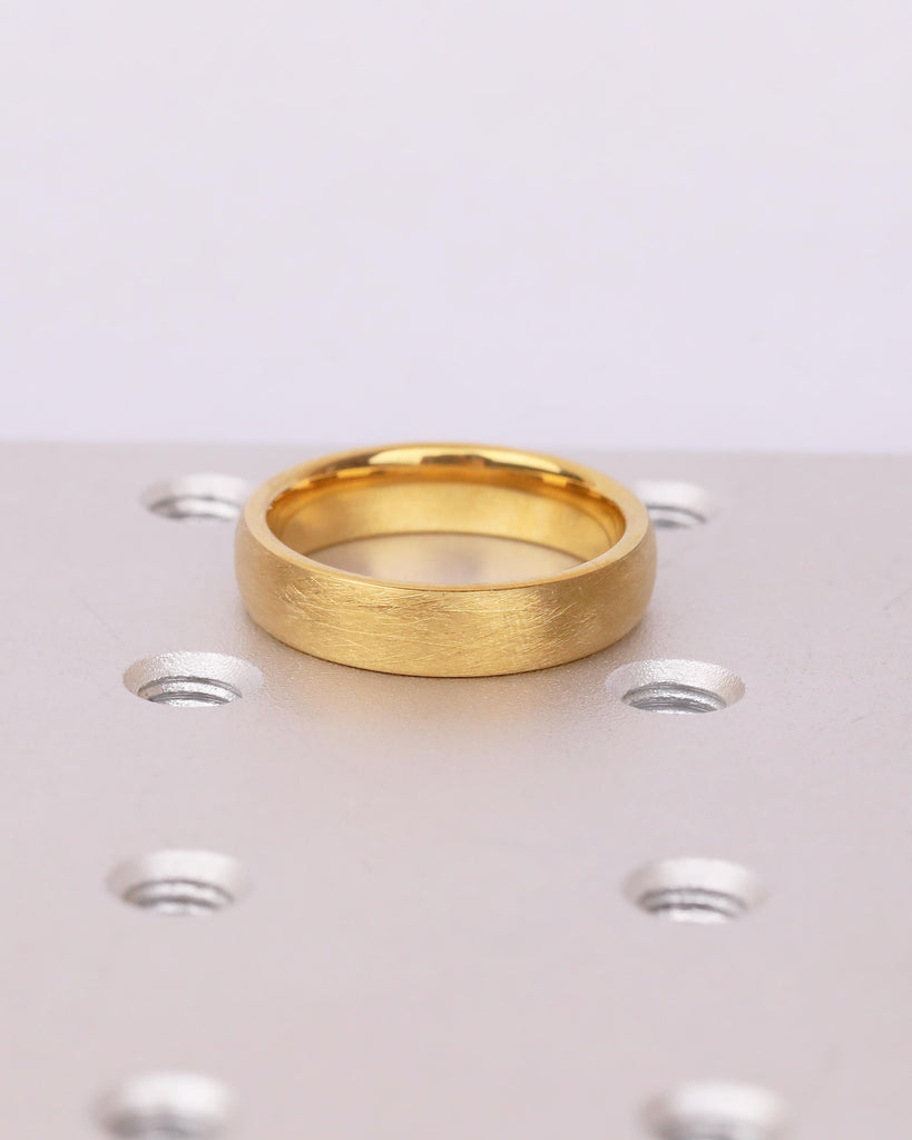 5mm Men's Tungsten Ring, Hypoallergenic Domed 14k Yellow Gold Plated Wedding Band, Comfort Fit image #2