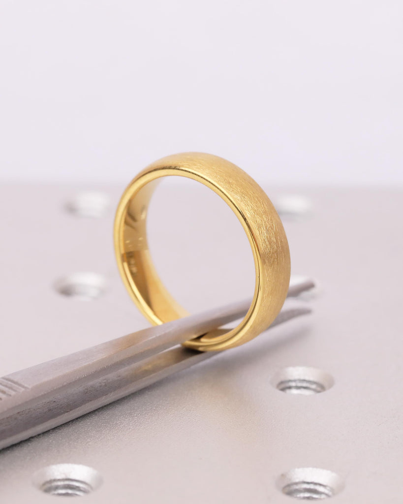 5mm Men's Tungsten Ring, Hypoallergenic Domed 14k Yellow Gold Plated Wedding Band, Comfort Fit image #18