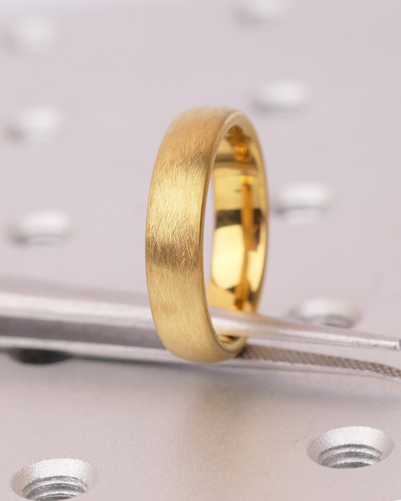 5mm Men's Tungsten Ring, Hypoallergenic Domed 14k Yellow Gold Plated Wedding Band, Comfort Fit image #6