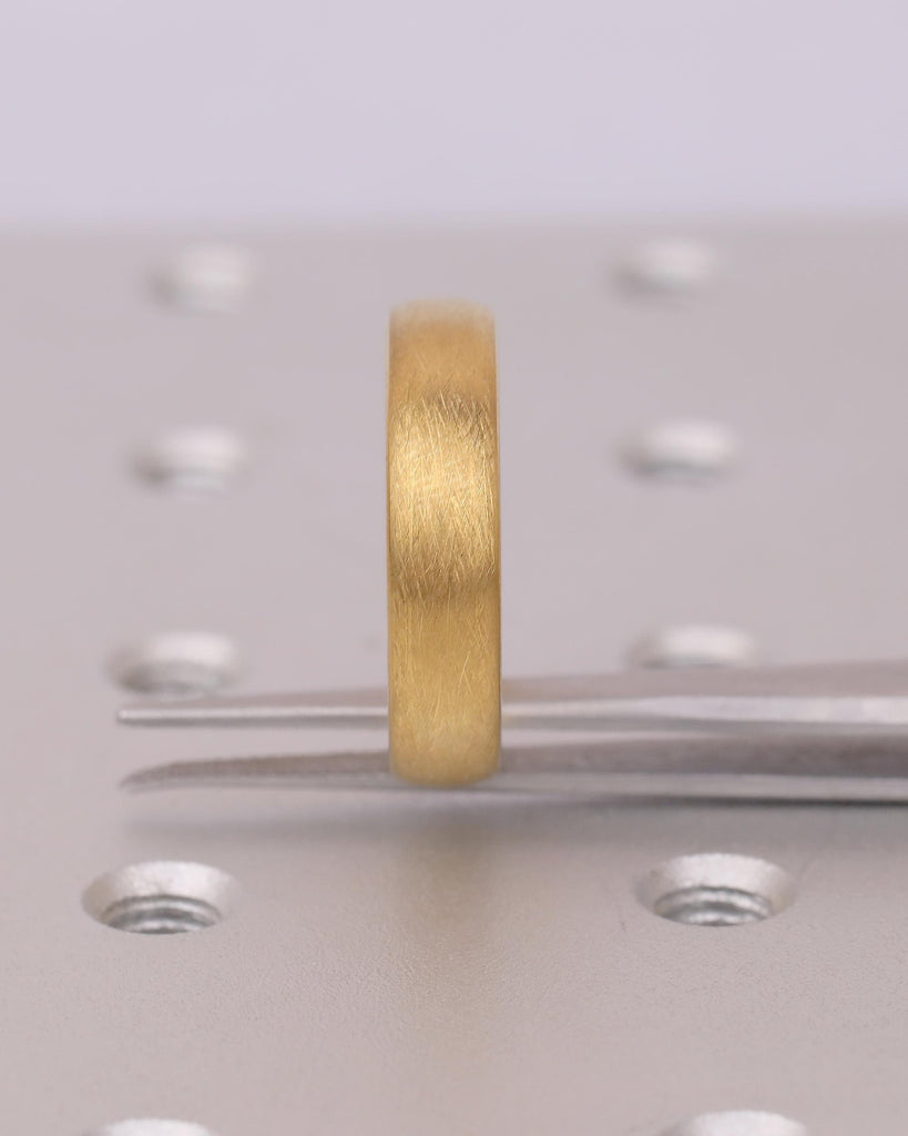 5mm Men's Tungsten Ring, Hypoallergenic Domed 14k Yellow Gold Plated Wedding Band, Comfort Fit image #4