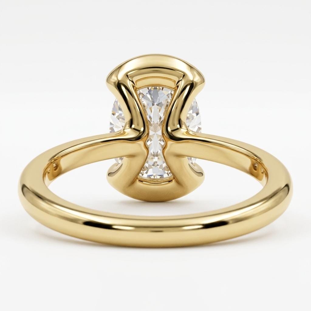 14k Yellow Gold Lab Created Diamond Promise Ring for Her | Classic Long Cushion cut Solitaire Ring Bridal Jewelry | Wedding Anniversary Gift image #5