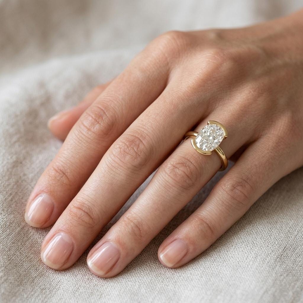 14k Yellow Gold Lab Created Diamond Promise Ring for Her | Classic Long Cushion cut Solitaire Ring Bridal Jewelry | Wedding Anniversary Gift image #2