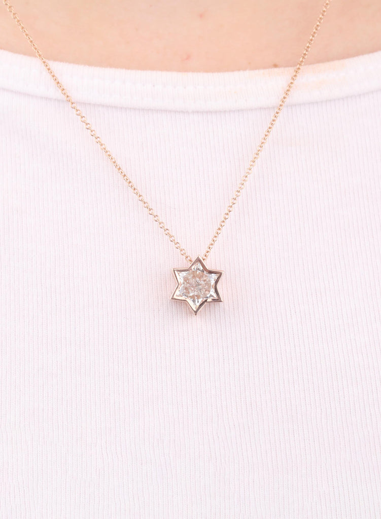 Jewish Star Necklace | VS1 Lab Diamond | 14k/18k Gold Diamond Star of David Necklace | Gold Jewelry Religious Pendant | Magen David Necklace image #2