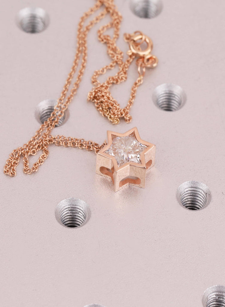 Jewish Star Necklace | VS1 Lab Diamond | 14k/18k Gold Diamond Star of David Necklace | Gold Jewelry Religious Pendant | Magen David Necklace image #12