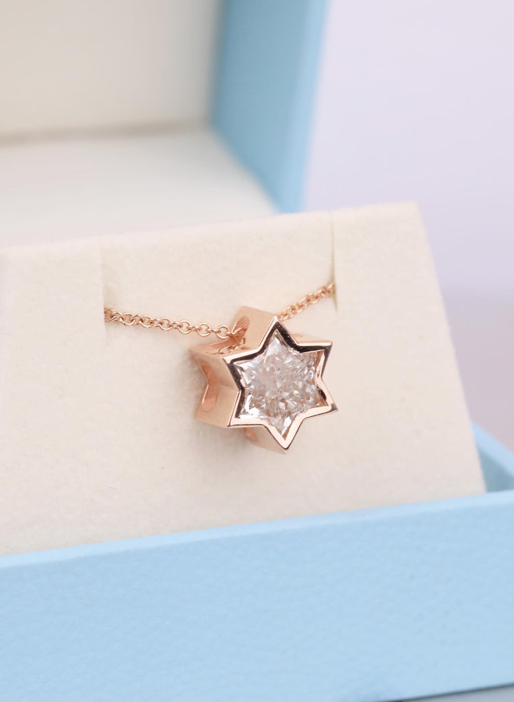 Jewish Star Necklace | VS1 Lab Diamond | 14k/18k Gold Diamond Star of David Necklace | Gold Jewelry Religious Pendant | Magen David Necklace image #9
