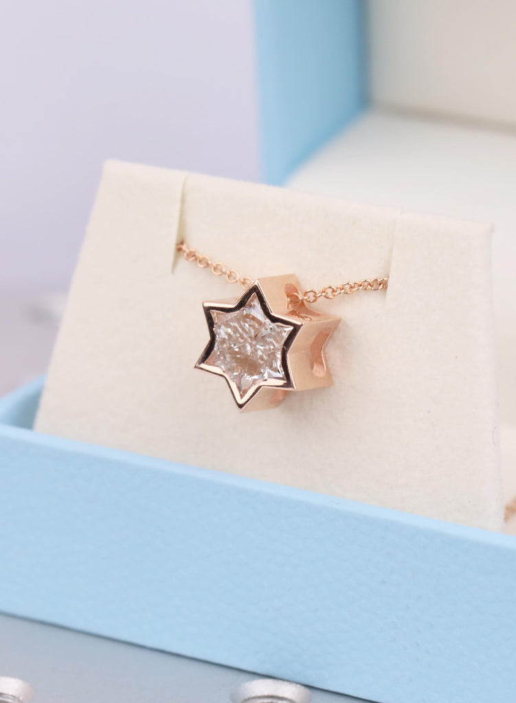 Jewish Star Necklace | VS1 Lab Diamond | 14k/18k Gold Diamond Star of David Necklace | Gold Jewelry Religious Pendant | Magen David Necklace image #8