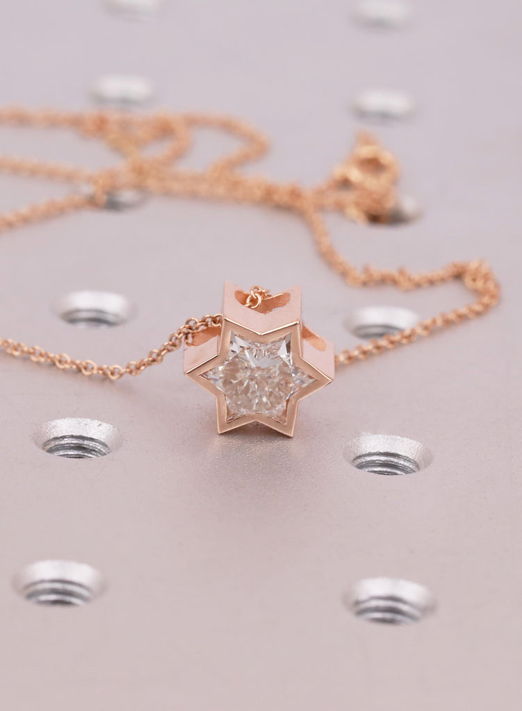 Jewish Star Necklace | VS1 Lab Diamond | 14k/18k Gold Diamond Star of David Necklace | Gold Jewelry Religious Pendant | Magen David Necklace image #10