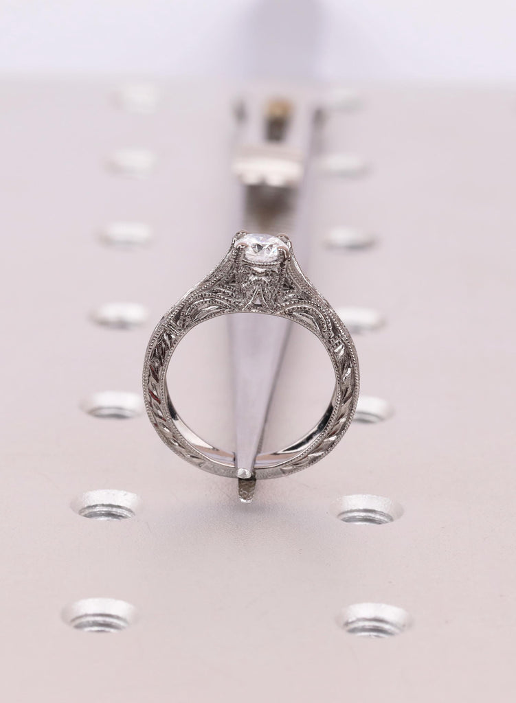 Black Gold Moissanite Promise Ring, Vintage Filigree Engagement Ring, Anniversary Gift For Her image #8